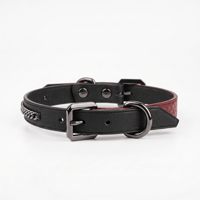 Dual Skin Collar & Cuff Set – Red Python × Black Leather | Hushcrafts® - Hushcrafts LLC Hover Image
