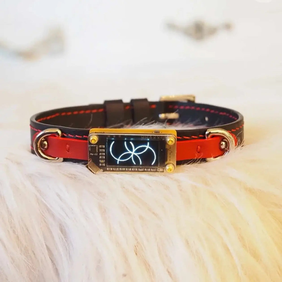 EchoWave Edge – Double-Layer Cowhide LED Choker with O-Rings | Hushcrafts® - Hushcrafts LLC