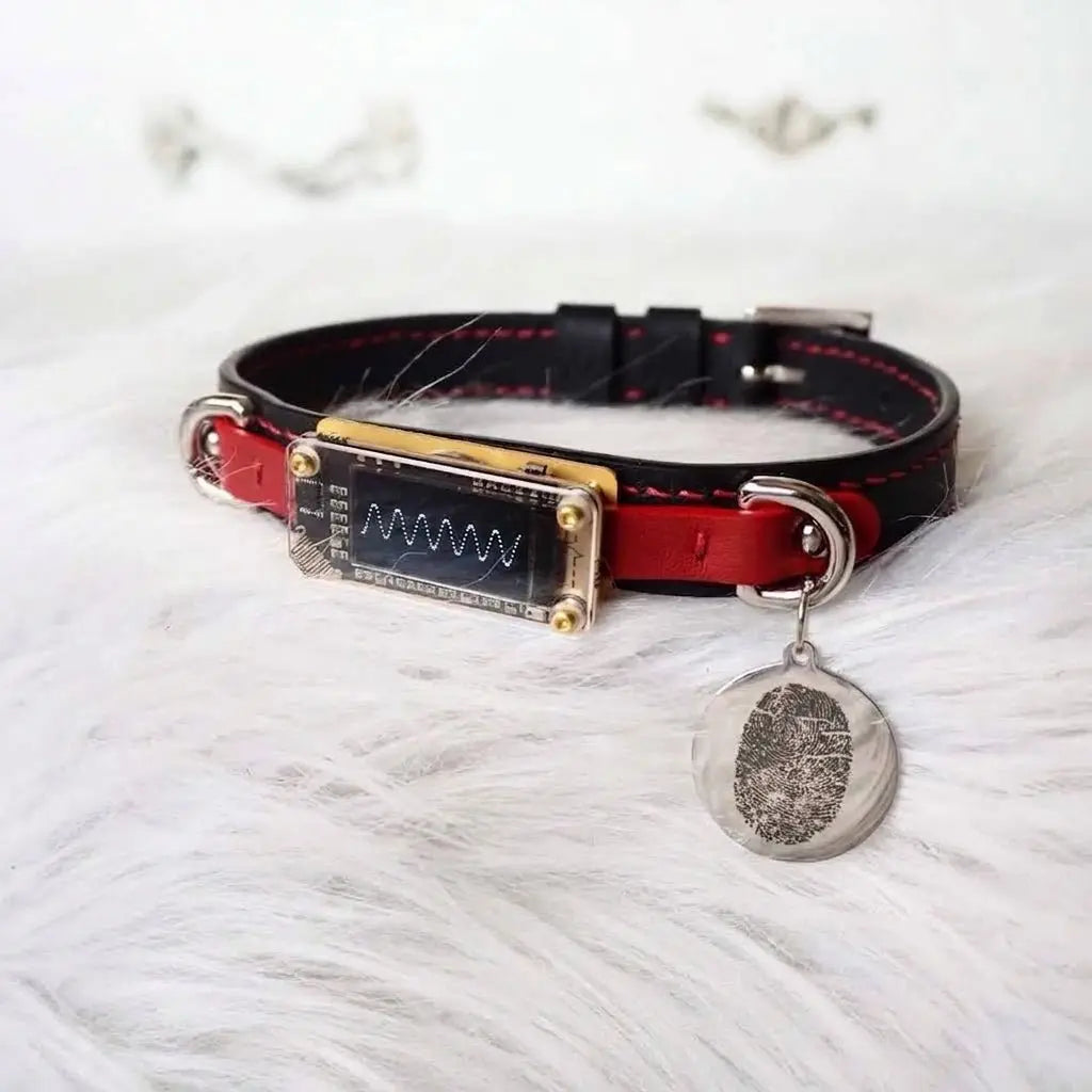 EchoWave Edge – Double-Layer Cowhide LED Choker with O-Rings | Hushcrafts® - Hushcrafts LLC