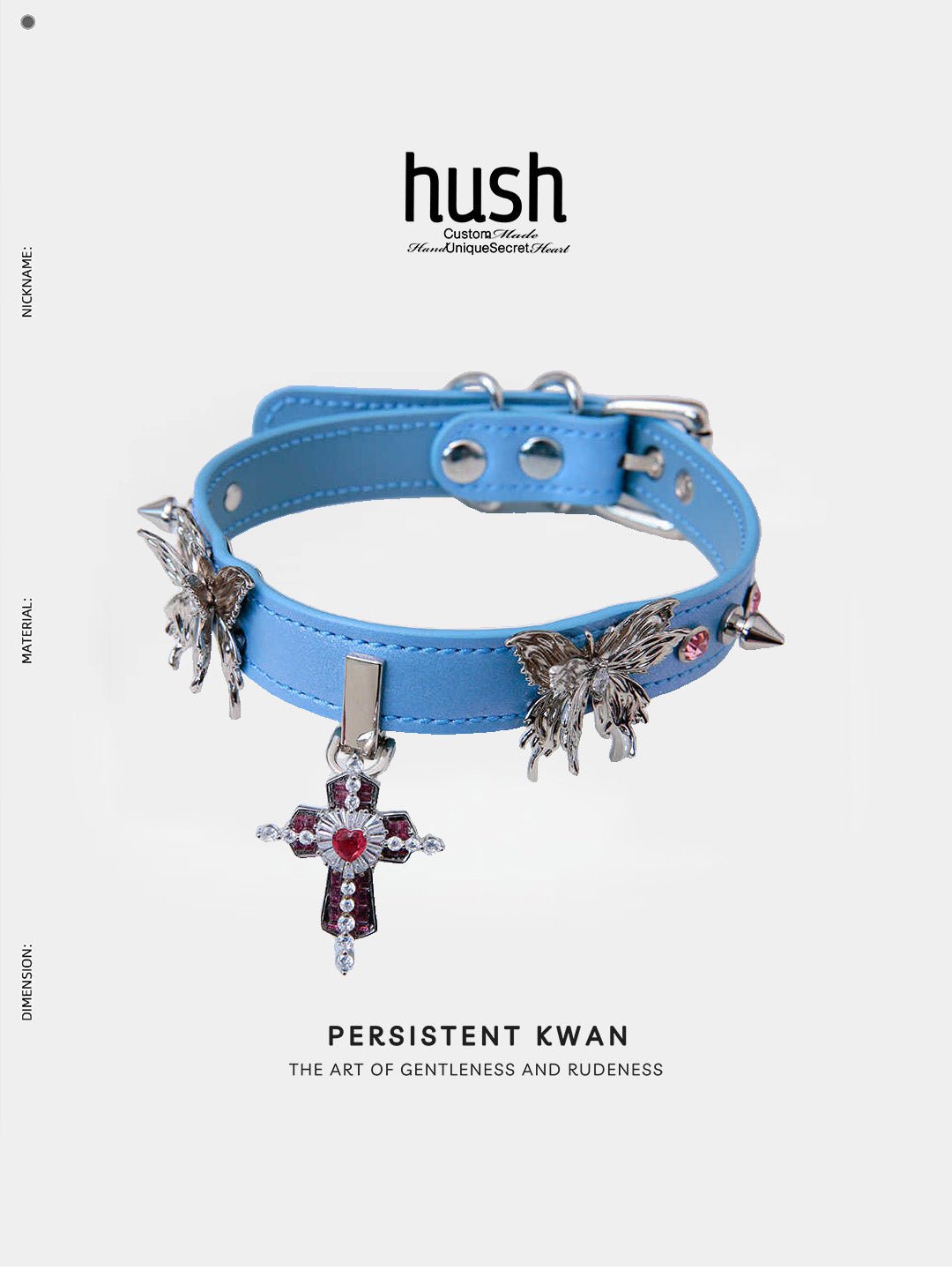 Gem Cross & Butterfly Leather Choker - Hush