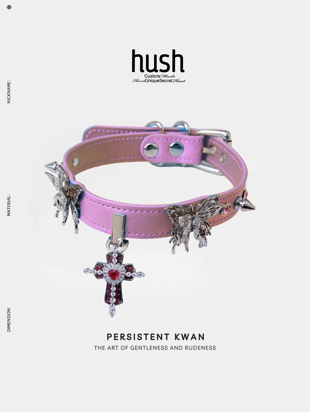 Gem Cross & Butterfly Leather Choker - Hush