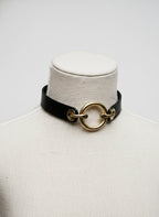 "Gilded Ring" Leather Choker Collar - Hushcrafts LLC