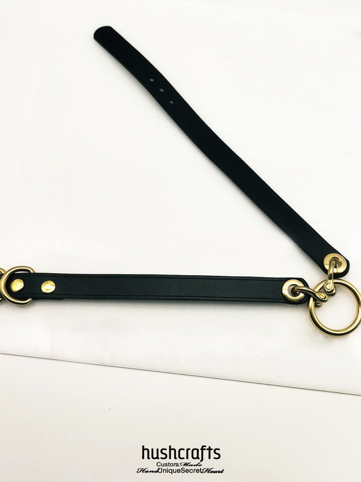 "Gilded Ring" Leather Choker Collar - hushcrafts