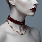 Gilded Surrender – Snakeskin Leather Choker with Chain & Bell | Hushcrafts® - Hushcrafts LLC