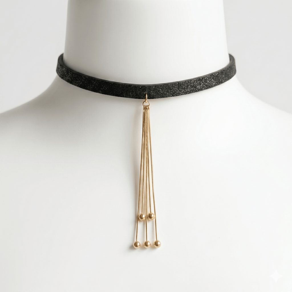 Gilded Void – Gold-Dusted Python Leather Choker with Lambskin Lining | Hushcrafts® - Hushcrafts LLC