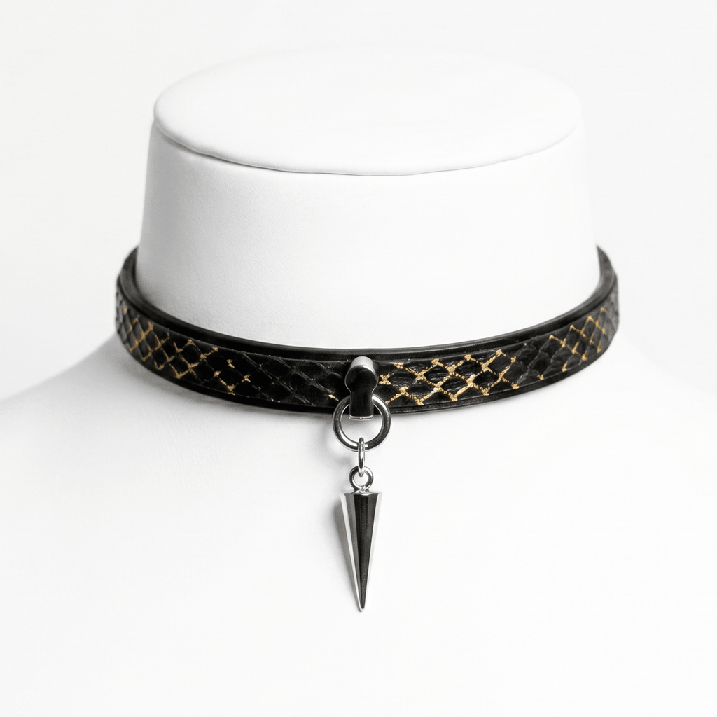 Glacial Choker – Sustainable Salmon Leather Choker with Spike Pendant | Hushcrafts® - Hushcrafts LLC