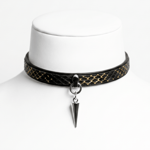 Glacial Choker – Sustainable Salmon Leather Choker with Spike Pendant | Hushcrafts® - Hushcrafts LLC