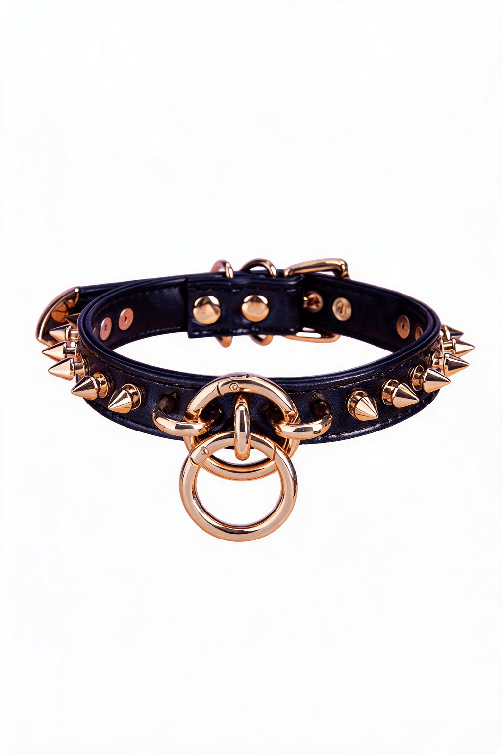 "Golden Rebel" Punk Leather Choker - Hushcrafts LLC