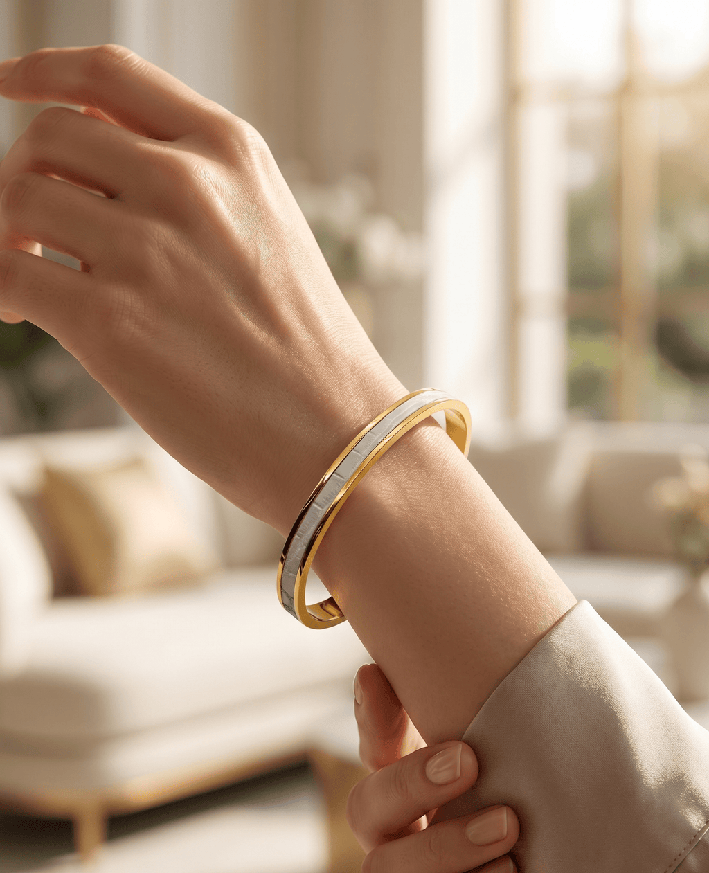 Golden Ripple Bangle - Alligator - Hushcrafts LLC