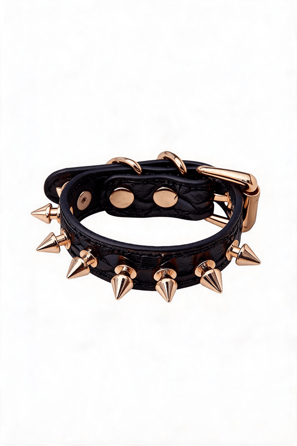 "Golden Spike" Leather Bracelet - Hushcrafts LLC