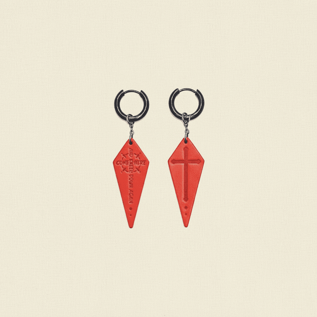 Gothic Noir Black Leather Drop Earrings - Hushcrafts LLC