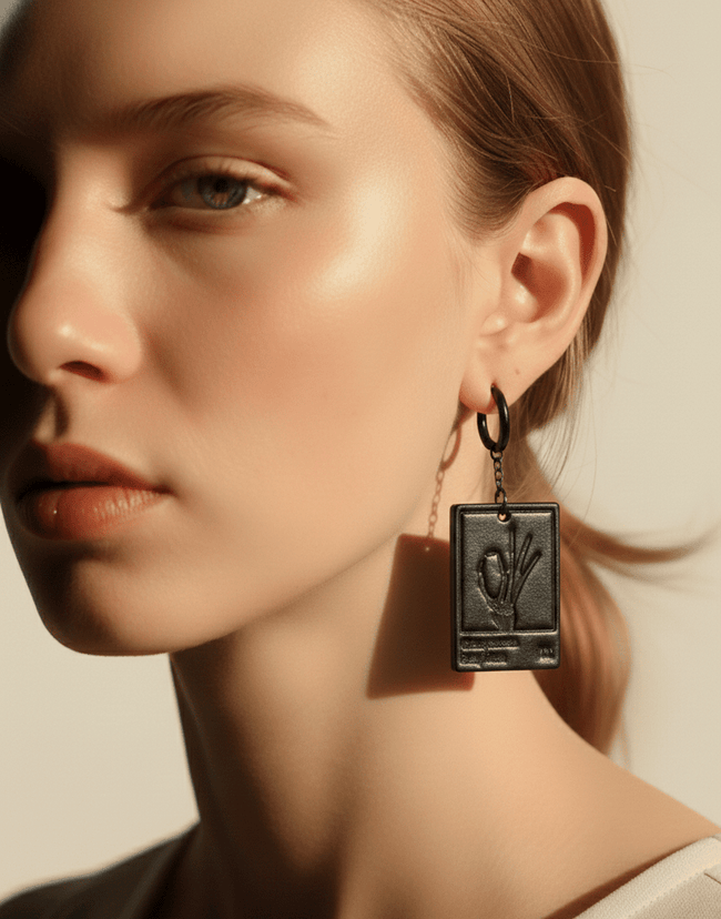 "Grasp Truth" Gothic Skeleton Hand Dangle Earrings - Hushcrafts LLC Hover Image