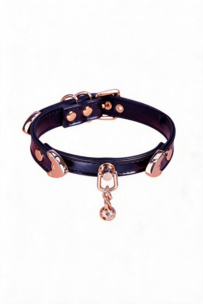 "Heart Echo"Leather Choker - Hushcrafts LLC Hover Image