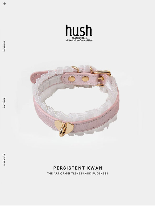 Heart Lace Charm Choker - Pink & Black - Hush Hover Image