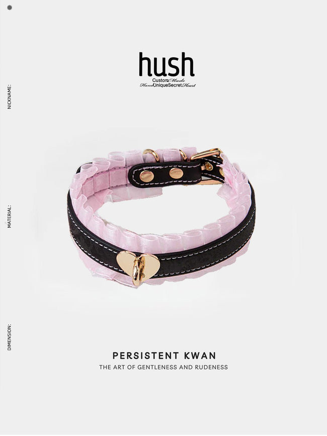 Choker mit Herz-Spitzenanhänger - Rosa &amp; Schwarz Main Image