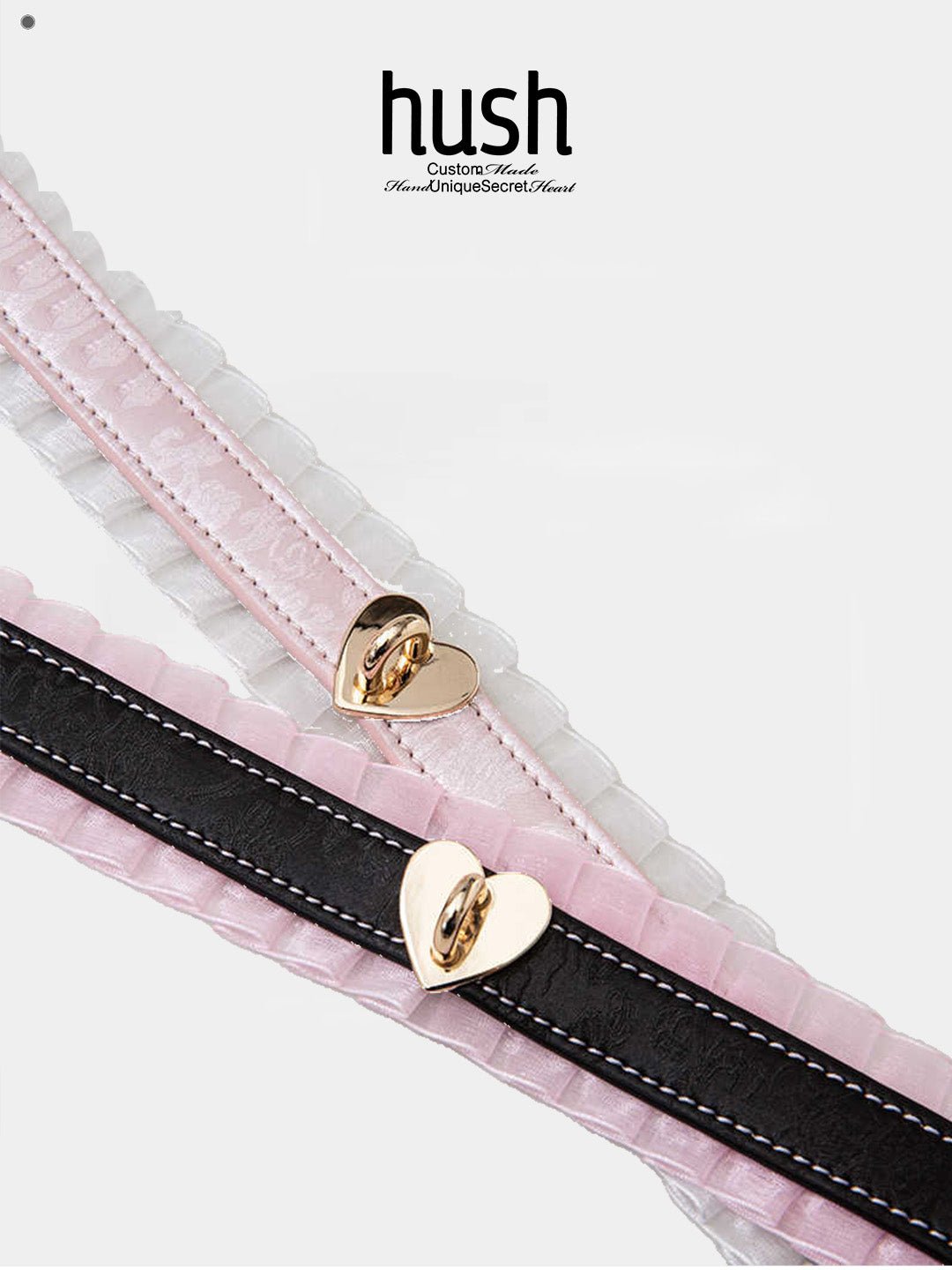 Heart Lace Charm Choker - Pink & Black - Hush