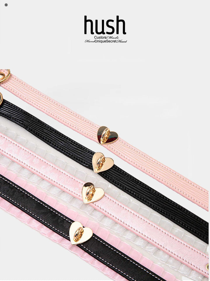 Heart Lace Charm Choker - Pink & Black - Hush