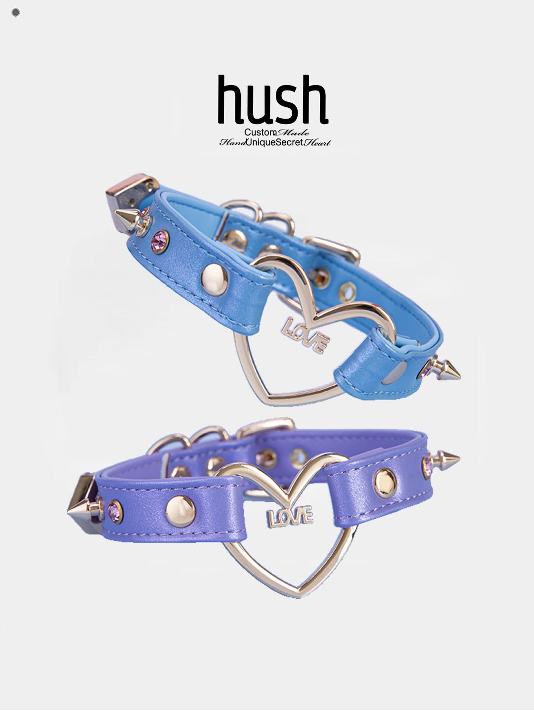 Heart ring choker collar for women with vegan leather and alloy parts - Available with different types of charms and colors - Hush