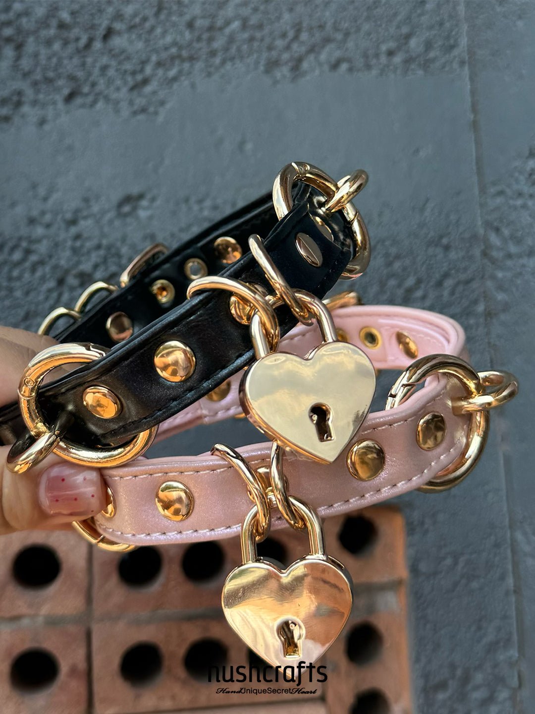 "Heartbound Charm" Leather Choker - hushcrafts