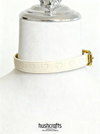 "Heartline Elegance" Black & White Leather Choker with Heart Design - hushcrafts