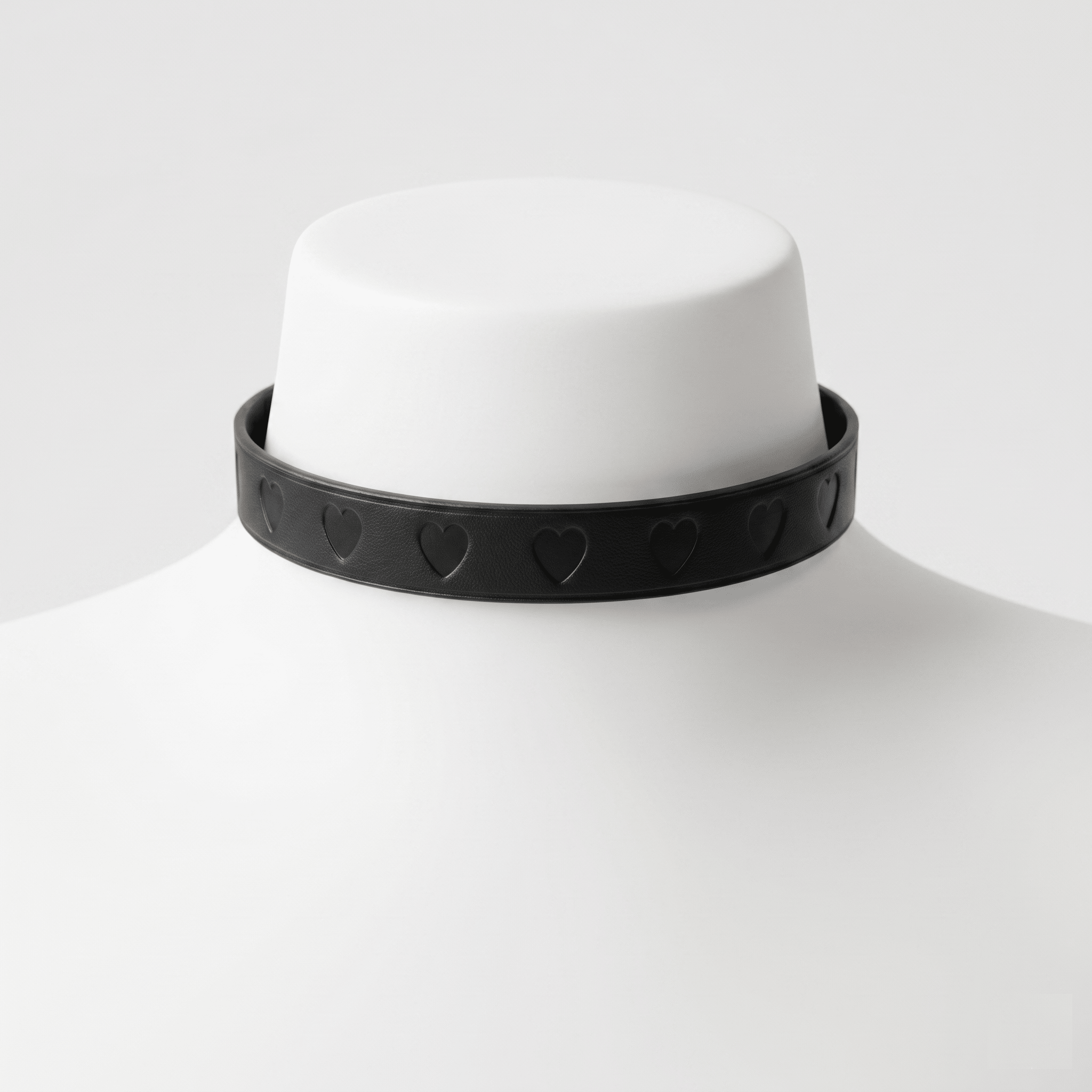 Heartline Elegance Collar – Veau Swift Leather Choker with Heart Carving & Zinc Alloy Buckle | Hushcrafts® - Hushcrafts LLC