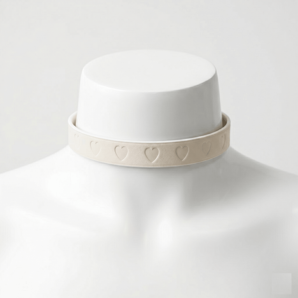 Heartline Elegance Collar – Veau Swift Leather Choker with Heart Carving & Zinc Alloy Buckle | Hushcrafts® - Hushcrafts LLC