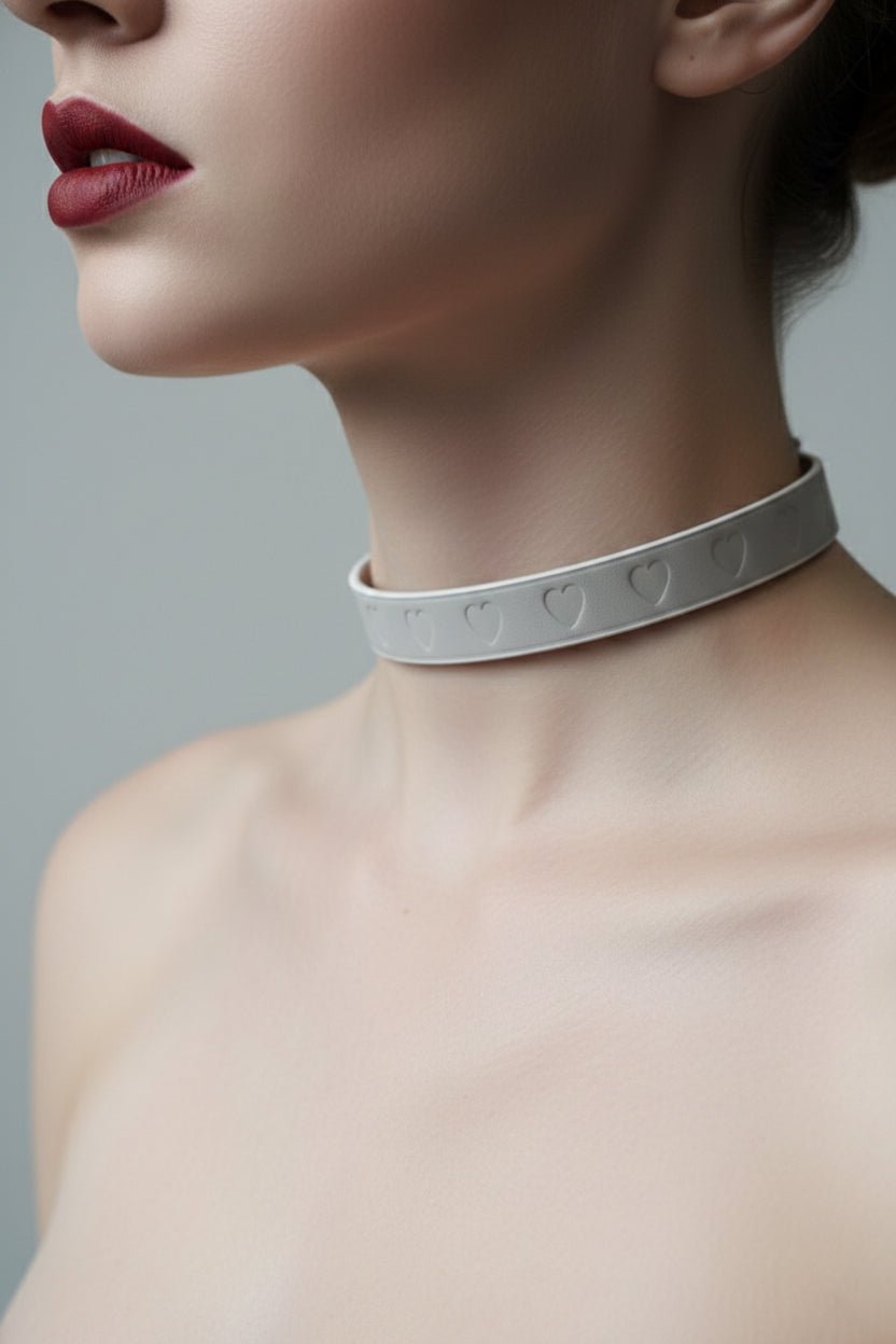 "Heartline Elegance" Leather Choker - Hushcrafts LLC