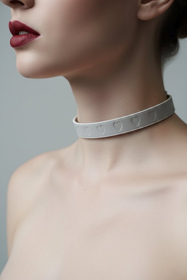 "Heartline Elegance" Leather Choker - Hushcrafts LLC Hover Image