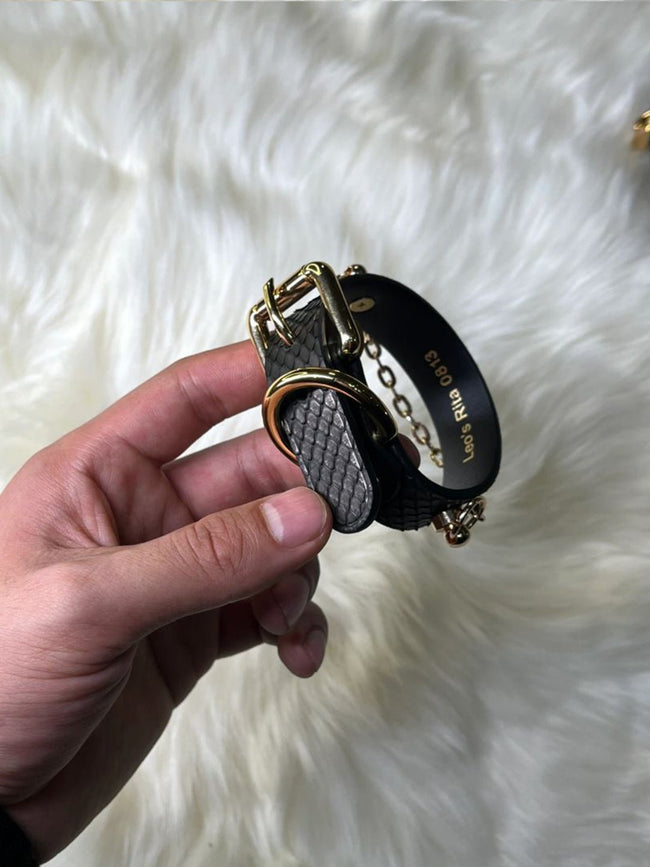 HUSH sin bracelet Custom size women handmade bracelet with snake skin leather - Hush Hover Image