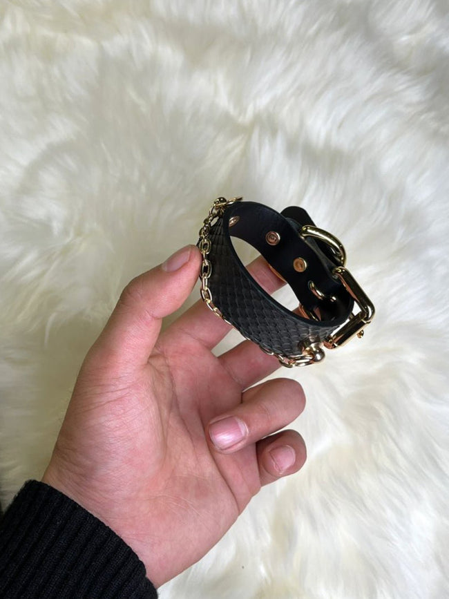 "Golden Serpent" Black Snakeskin Bracelet Main Image