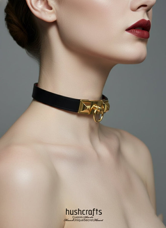 Hushcrafts® Collar - Kelly & Square Buckle "Lock" - Hushcrafts LLC Hover Image