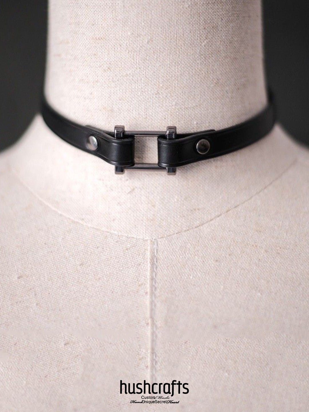HushCrafts SquareBound Leather Day Collar - hushcrafts