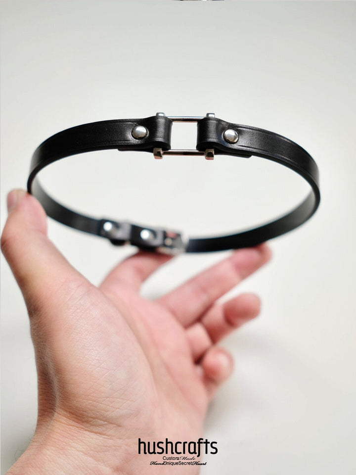 HushCrafts SquareBound Leather Day Collar - hushcrafts