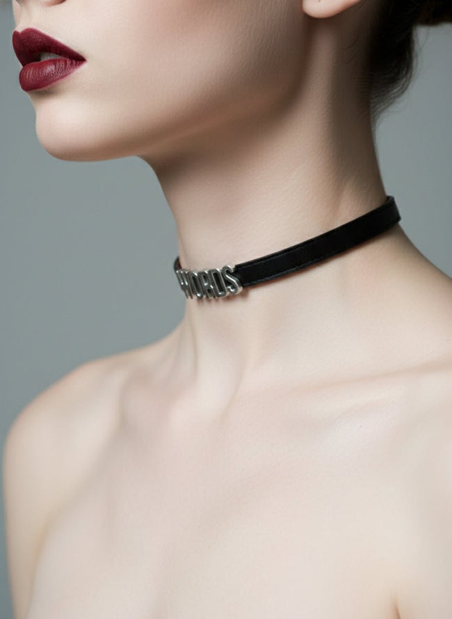 HUSHCRAFTS® "WORDS" Leather Day Collar - Hushcrafts LLC Hover Image