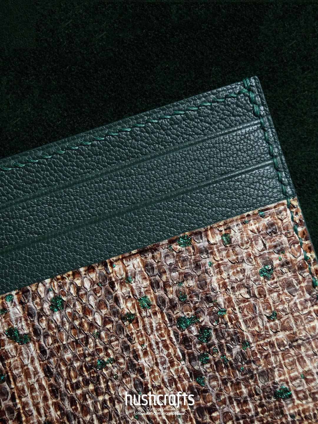 Italian Python Leather Card Holder - hushcrafts