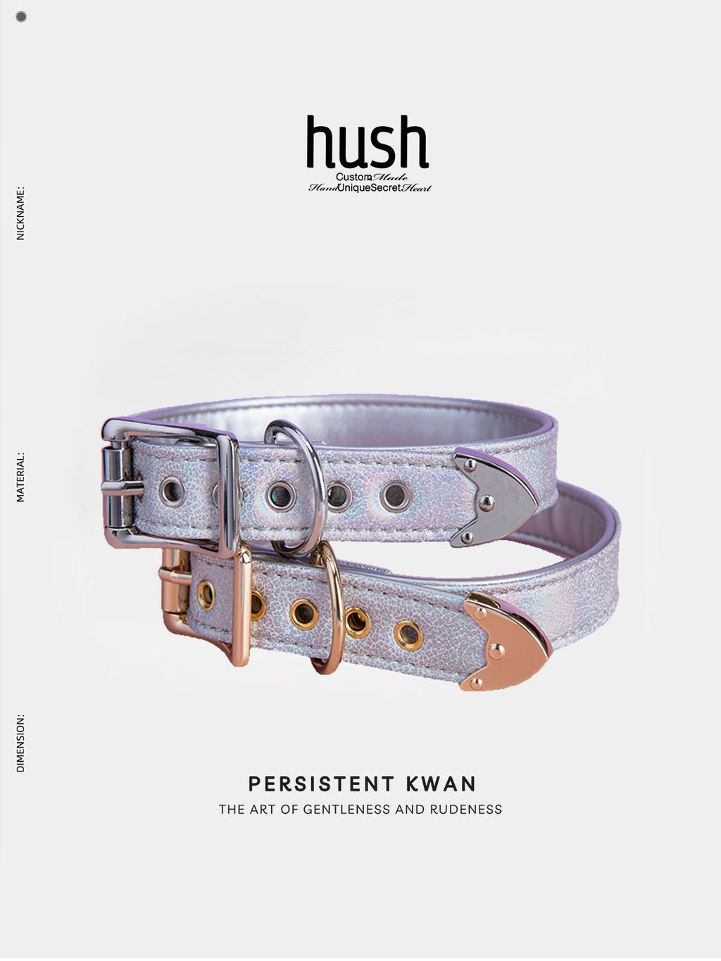 Leather choker collar with Metal Buckle, leather choker, collar with Metal Buckle, choker collar, collar with faux cowhide. - Hush