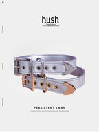 Leather choker collar with Metal Buckle, leather choker, collar with Metal Buckle, choker collar, collar with faux cowhide. - Hush