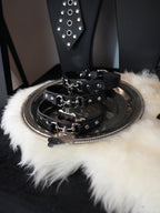 Leather Collar - "Bold Bone" Black & White - hushcrafts