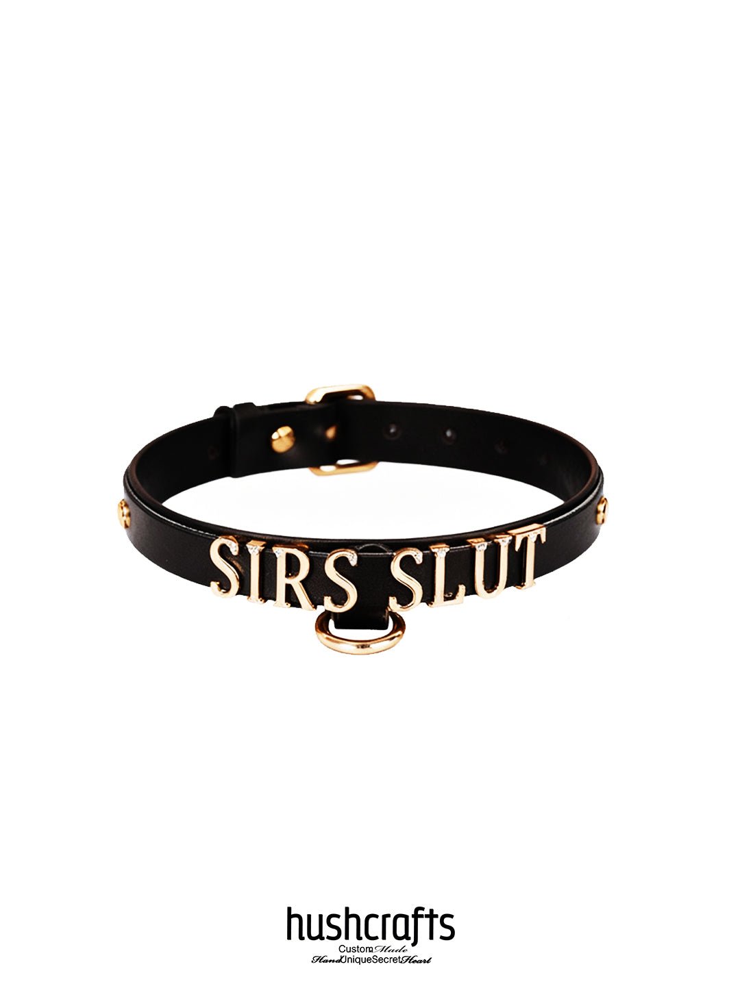 "Letter Luxe" Custom Black Leather Choker - hushcrafts