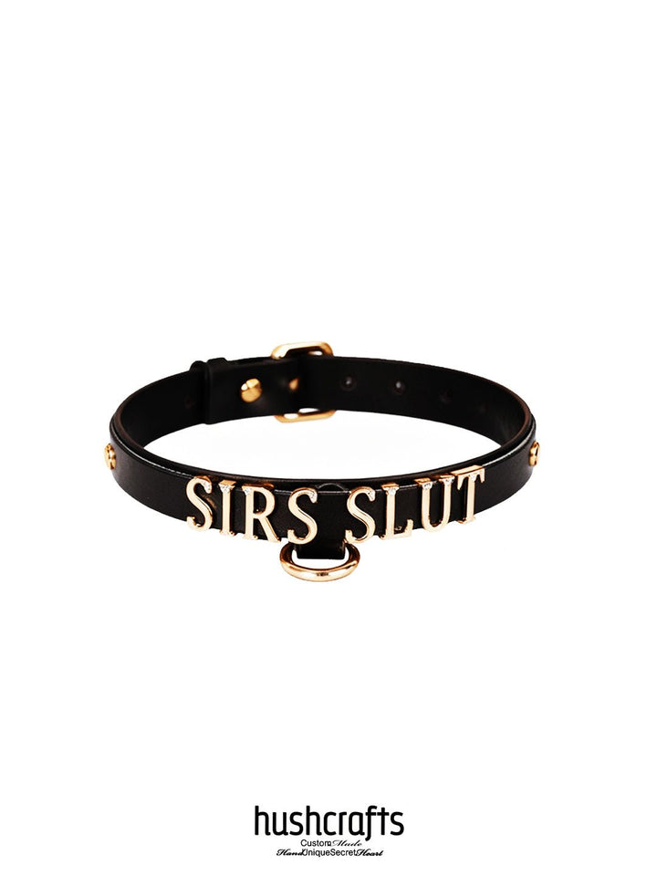 "Letter Luxe" Custom Black Leather Choker - hushcrafts