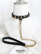 "Letter Luxe" Custom Black Leather Choker - Hushcrafts LLC