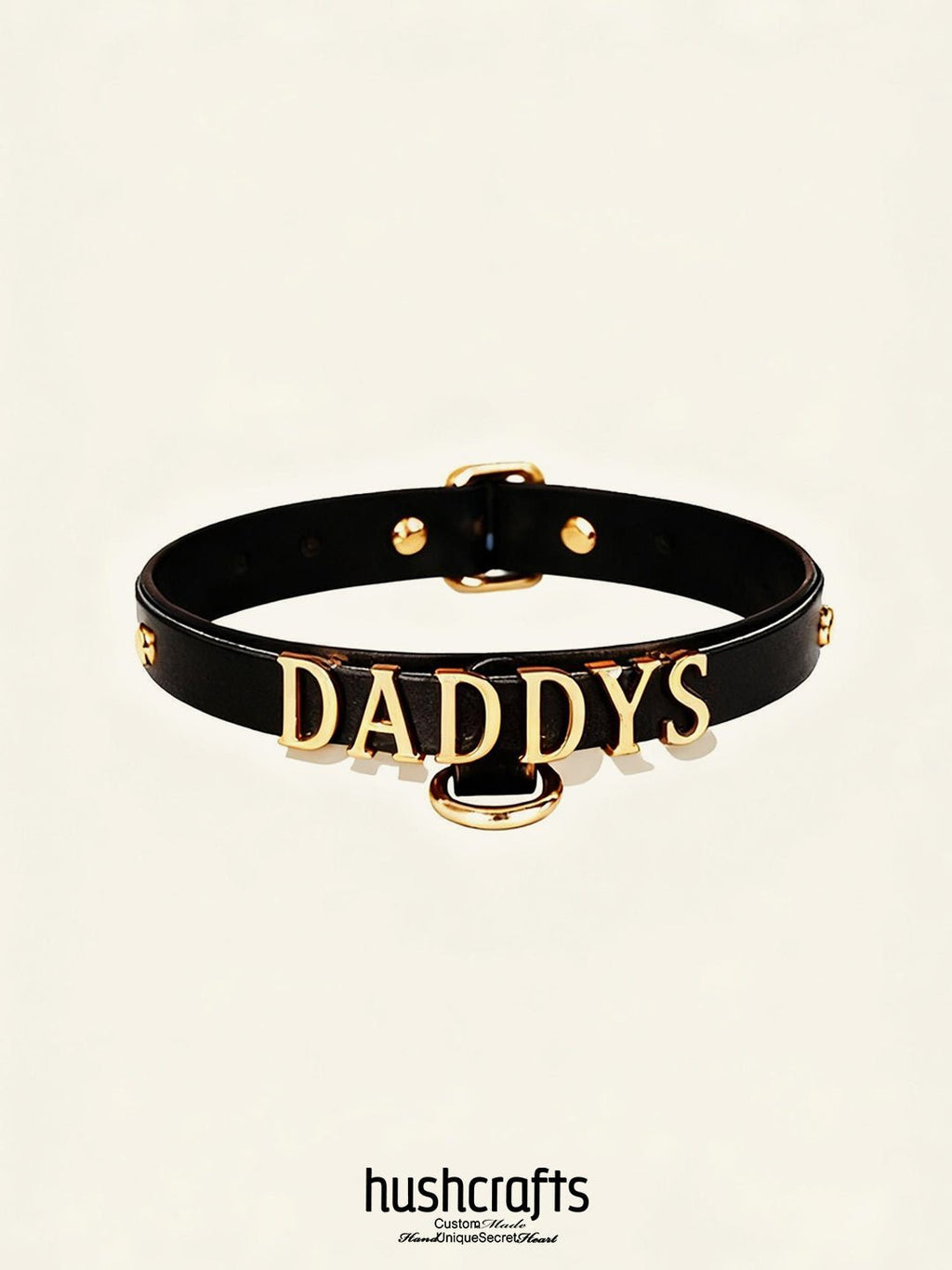 "Letter Luxe" Custom Black Leather Choker - Hushcrafts LLC