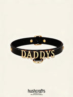 "Letter Luxe" Custom Black Leather Choker - Hushcrafts LLC