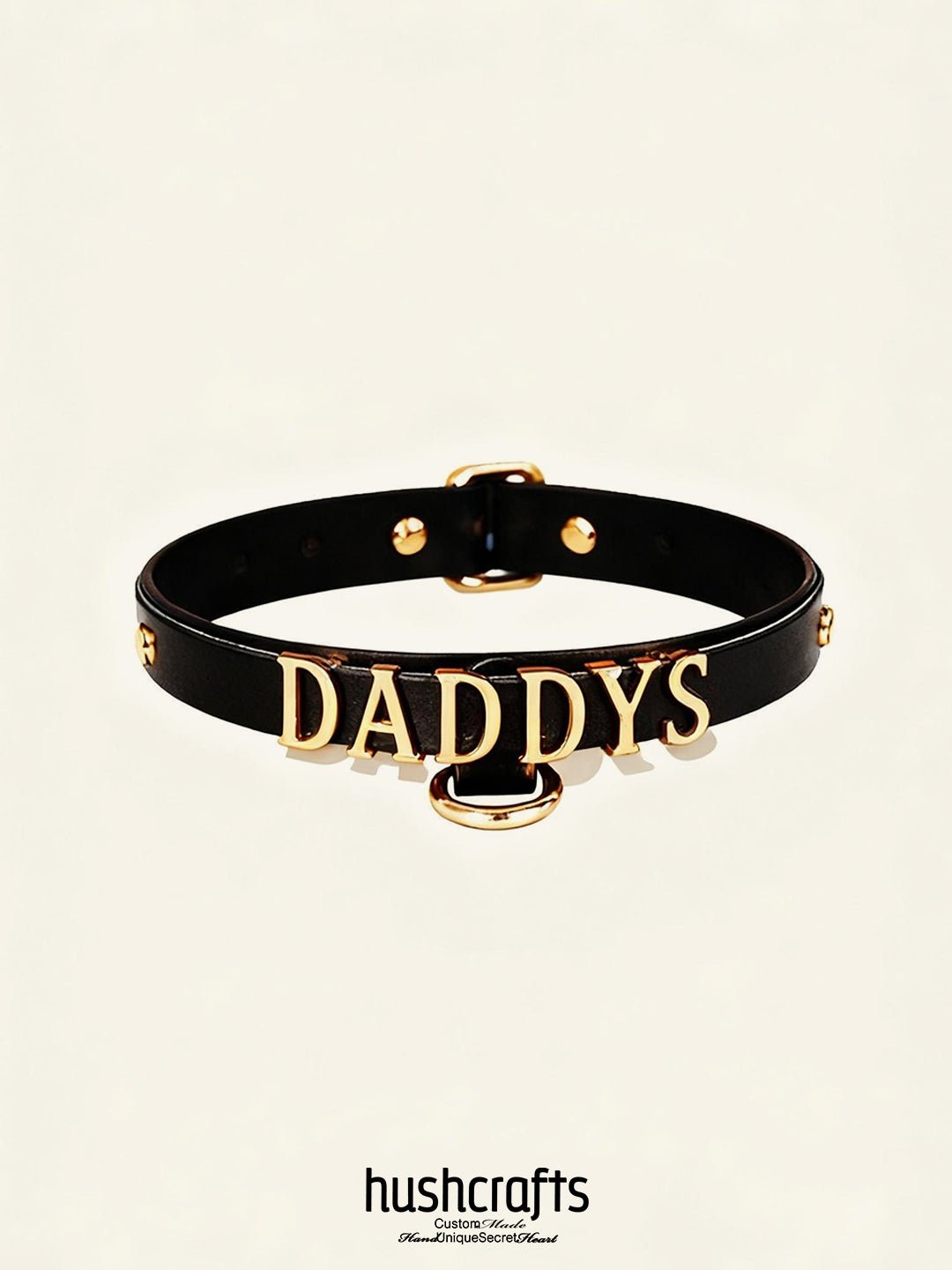 "Letter Luxe" Custom Black Leather Choker - Hushcrafts LLC