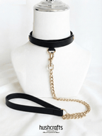 "Letter Luxe" Custom Black Leather Choker - Hushcrafts LLC