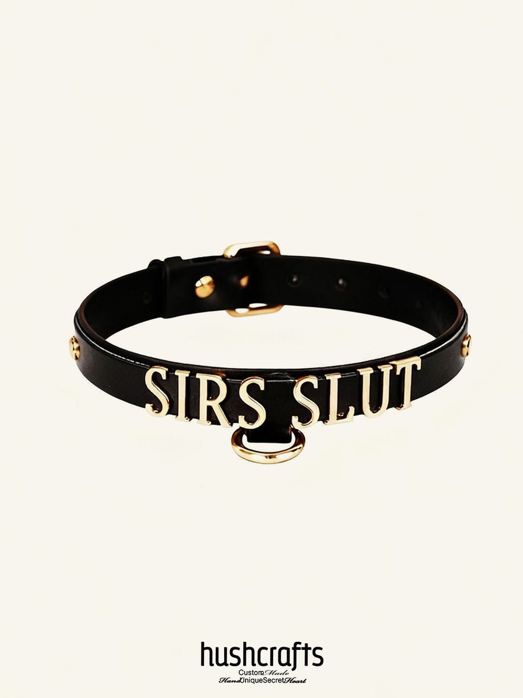 "Letter Luxe" Custom Black Leather Choker - Hushcrafts LLC