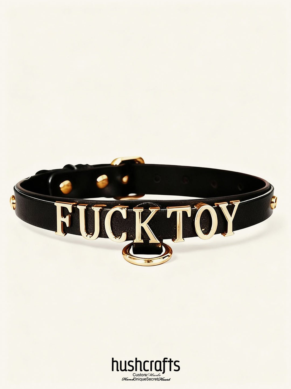 "Letter Luxe" Custom Black Leather Choker - Hushcrafts LLC