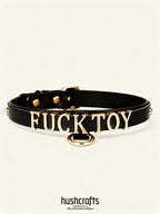 "Letter Luxe" Custom Black Leather Choker - Hushcrafts LLC