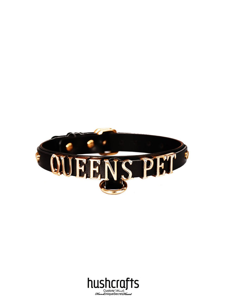 "Letter Luxe" Custom Black Leather Choker - hushcrafts