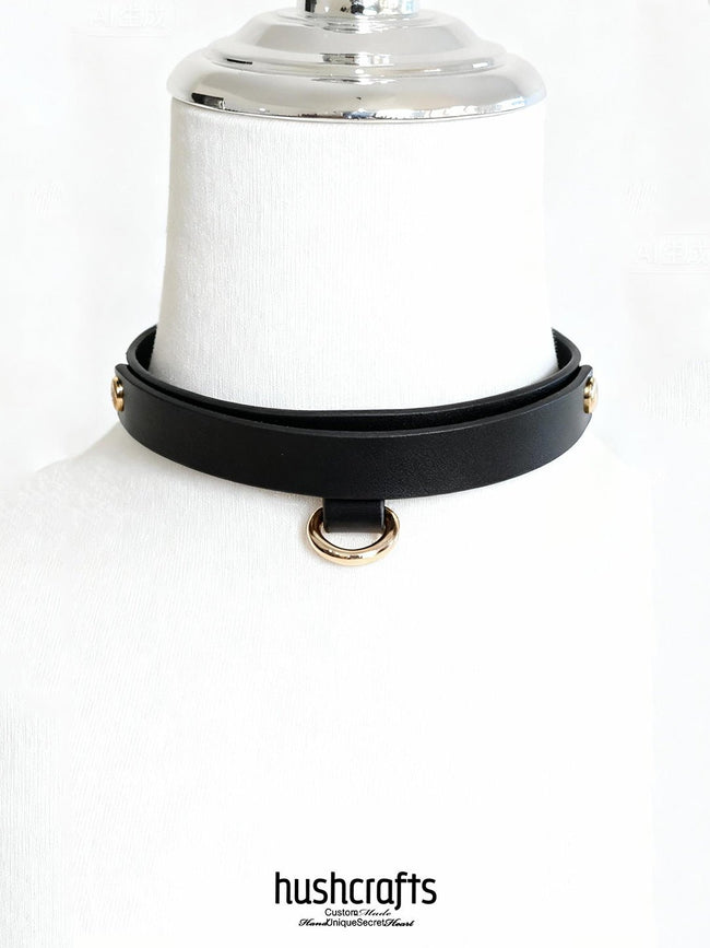 "Letter Luxe" Custom Black Leather Choker Main Image